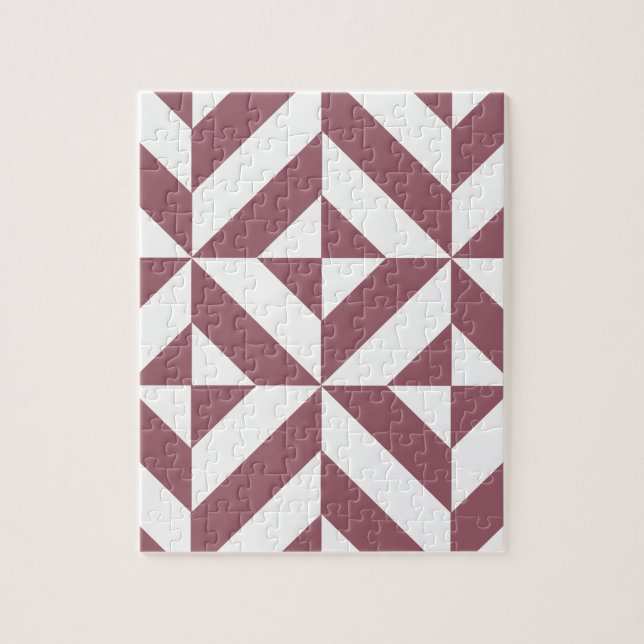 Plum Geometric Deco Cube Pattern Jigsaw Puzzle (Vertical)