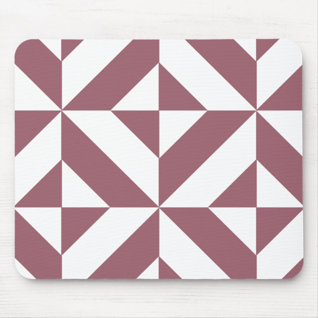 Plum Geometric Deco Cube Pattern Mouse Pad (Front)