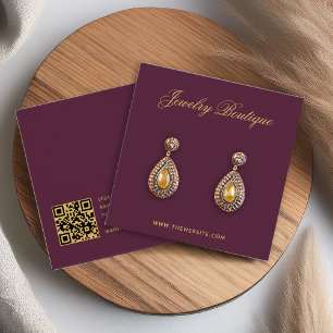 Plum Gold Boutique QR Code Earring Display Card
