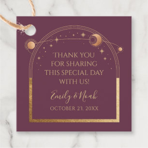 Plum Gold Celestial Wedding Thank You Favour Tags