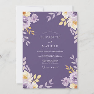 Plum Gold Foliage Eucalyptus Wedding Invitation
