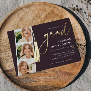 Plum   Gold Tassel Photo Strip Graduation Party