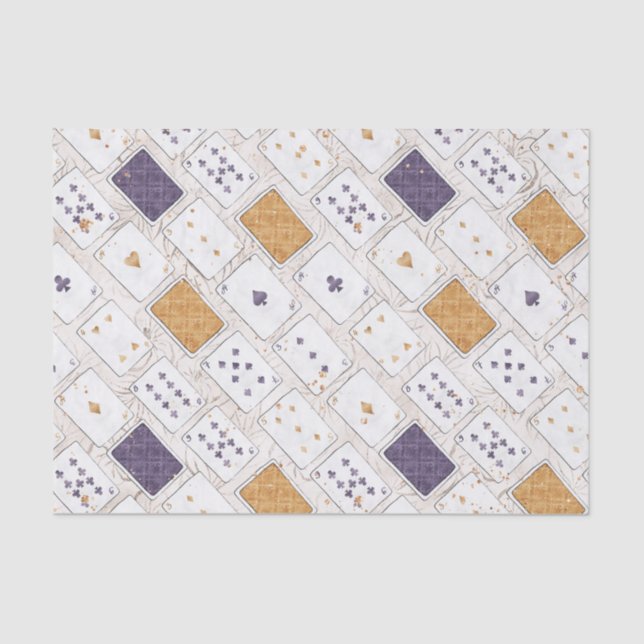 PLUM GOLD WHITE PLAYING CARDS TISSUE PAPER (Front)