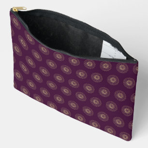 Plum Golden Zinnia Flower Medallions Accessory Pouch