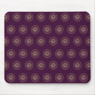 Plum   Golden Zinnia Flower Medallions Mouse Pad