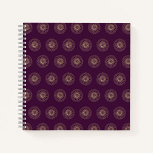 Plum Golden Zinnia Flower Medallions Notebook