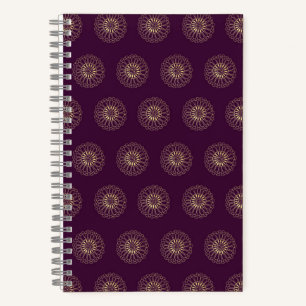 Plum Golden Zinnia Flower Medallions Notebook