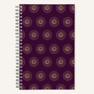 Plum | Golden Zinnia Flower Medallions Notebook