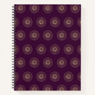 Plum Golden Zinnia Flower Medallions Notebook