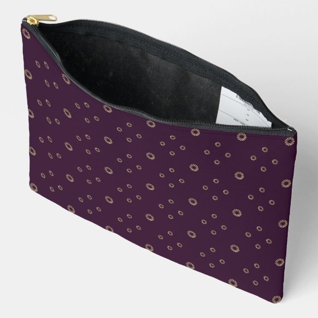 Plum | Golden Zinnia Sun Accessory Pouch (Open)