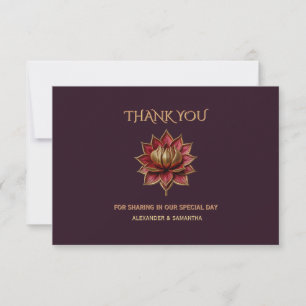 Plum Gothic Wedding Moody Thank You Lotus RSVP Card