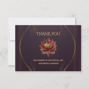 Plum Gothic Wedding Thank You Card Gold
