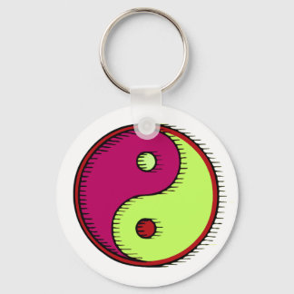 Plum Green Windblown Yin Yang Key Ring