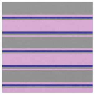 Plum, Grey & Blue Coloured Stripes Pattern Fabric