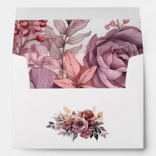 Plum, Grey, Copper and Dusty Rose Floral Envelope