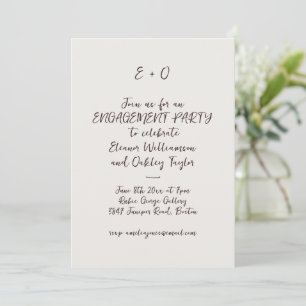 Plum Handwritten Script Initials Engagement Party Invitation