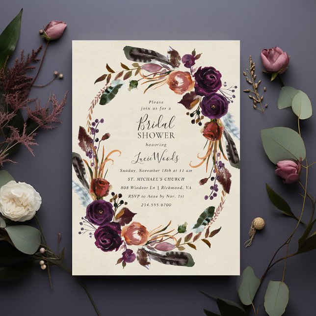 Plum Harvest Floral Bridal Shower Invitation (Creator Uploaded)