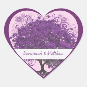 Plum Heart Leaf Tree Wedding Seal