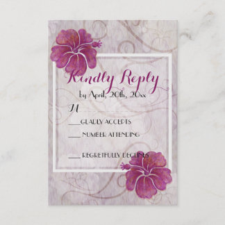 Plum hibiscus-RSVP card