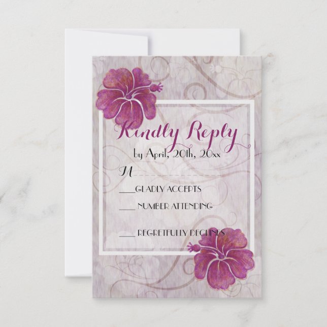 Plum hibiscus-RSVP card (Front)