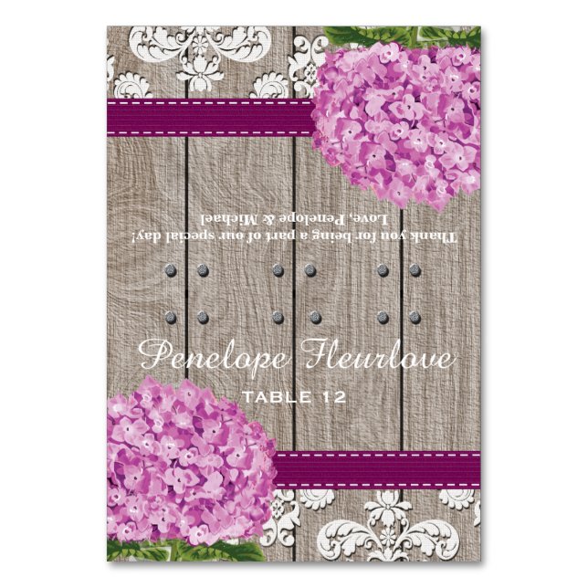 Plum Hydrangea DIY Tent Place Card (Front)