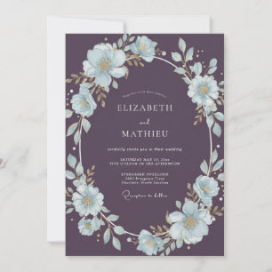 Plum Icy Azure Painted Wedding Invitation
