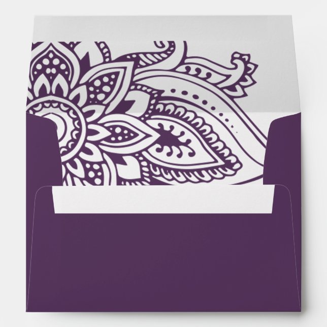 Plum Indian Paisley Wedding Invitation Envelope (Back (Bottom))