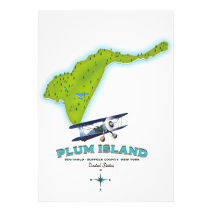 Plum Island, Southold Suffolk county, New york map Photo Print