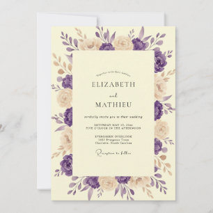Plum Ivory Painted Wedding Invitation