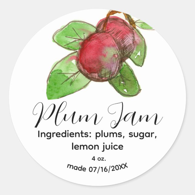 Plum Jam Fruit Canning From Kitchen Of Jar Label (Front)