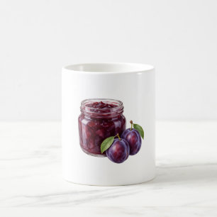 Plum Jam Jar and Ripe Plums Coffee Mug