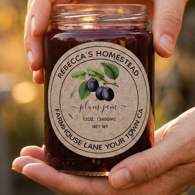 Plum Jam Kraft Paper Canning Jar Labels (Creator Uploaded)