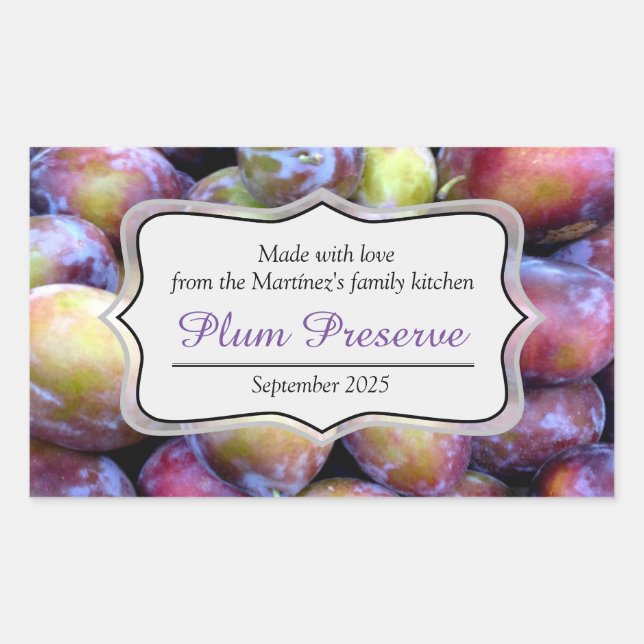 Plum jam preserve label sticker (Front)