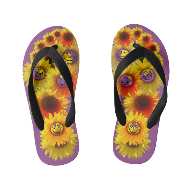 Plum Kids Unisex Sunflower Flip Flops (Footbed)