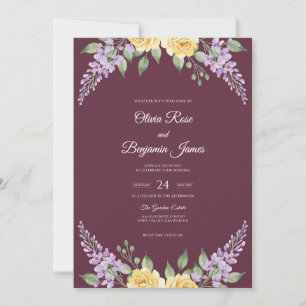 Plum Lavender Bloom Wedding Invitation