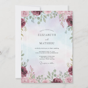 Plum Lavender Painted Wedding Invitation