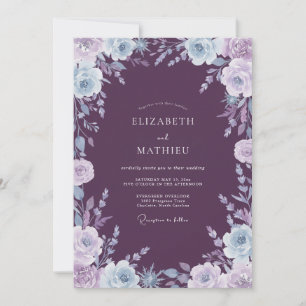 Plum Lavender Peony Wedding Invitation