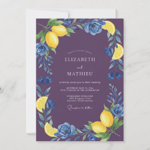 Plum Lemon Citrus Eucalyptus Wedding Invitation