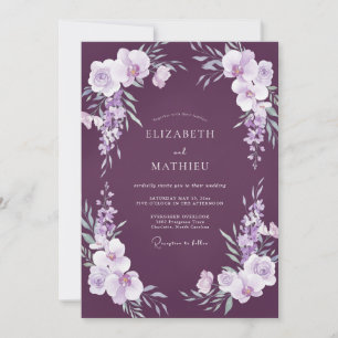 Plum Lilac Botanical Wedding Invitation
