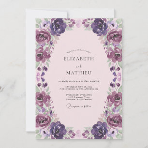 Plum Lilac Mauve Wildflower Wedding Invitation