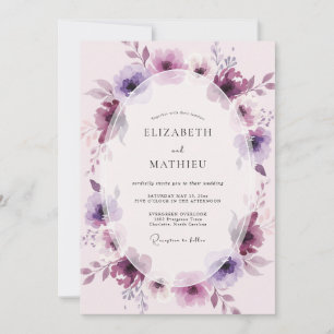 Plum Lilac Painted Wedding Invitation
