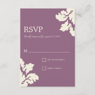 PLUM & LIME DAMASK WEDDING RSVP CARD
