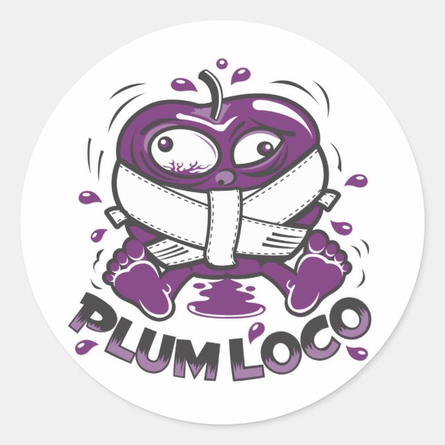 Plum Loco Design Classic Round Sticker (Front)