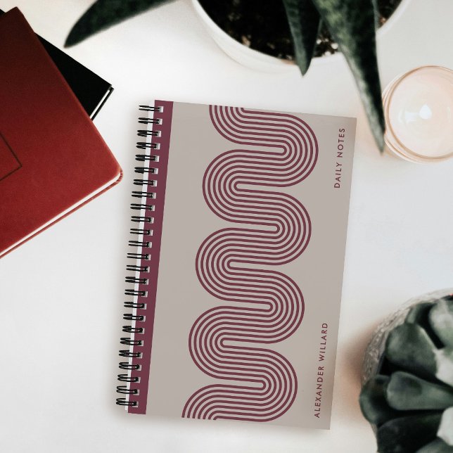 Plum Lombard Wavy Lines Modern Custom Notebook (Creator Uploaded)