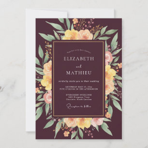 Plum Lush Autumnal Wedding Invitation