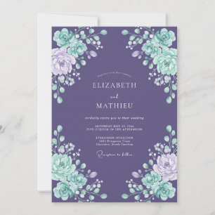 Plum Lustrous Botanical Wedding Invitation