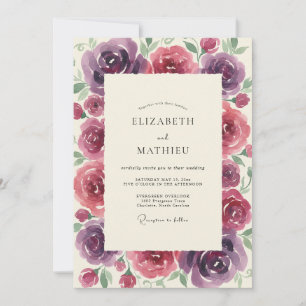 Plum Magenta Painted Wedding Invitation