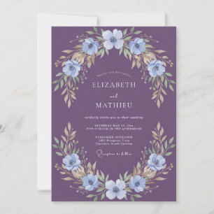 Plum Magnificent Floral Wedding Invitation