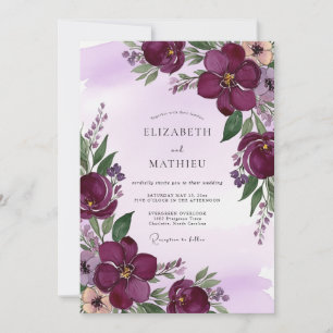Plum Majestic Spring Wedding Invitation