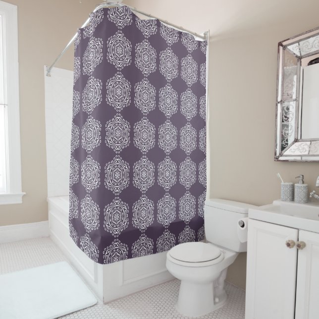Plum Mandala Shower Curtain (In Situ)